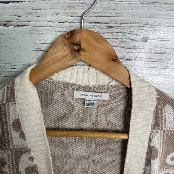 American Eagle Outfitters Cream and Tan Animal Print Cardigan size xs - Picture 4 of 6